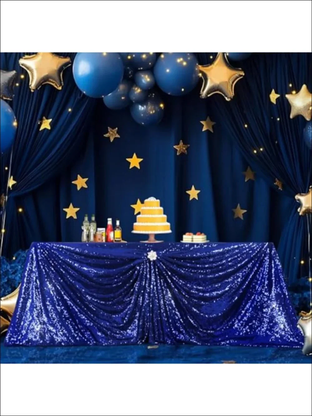 Sequin Tablecloth 90x132 Rectangular Full Length Floor Drape for 6ft Tables